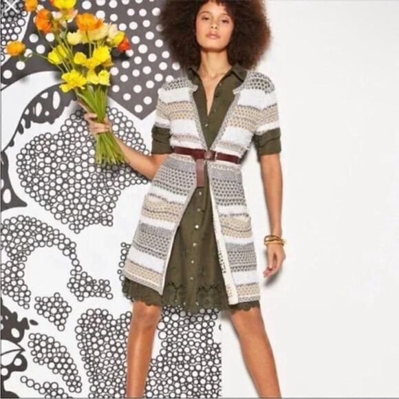 Diane Von Furstenberg White/Tan/Grey Arryn Knit Sweater Size Petite (XS). EUC! - Picture 4 of 11